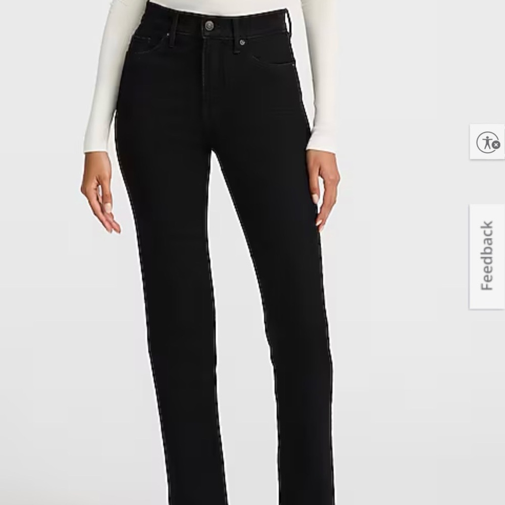 Express High Waisted Black 90s Slim Jeans in pitch black // size Small Regular - Picture 2 of 8